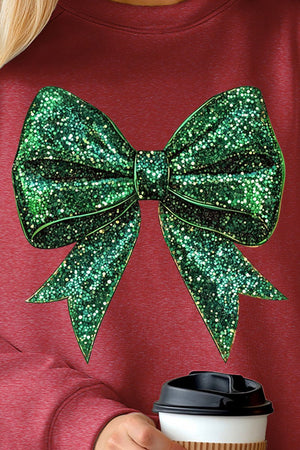 Glitz Green Coquette Bow Unisex NuBlend Crew Sweatshirt - Wholesale Accessory Market