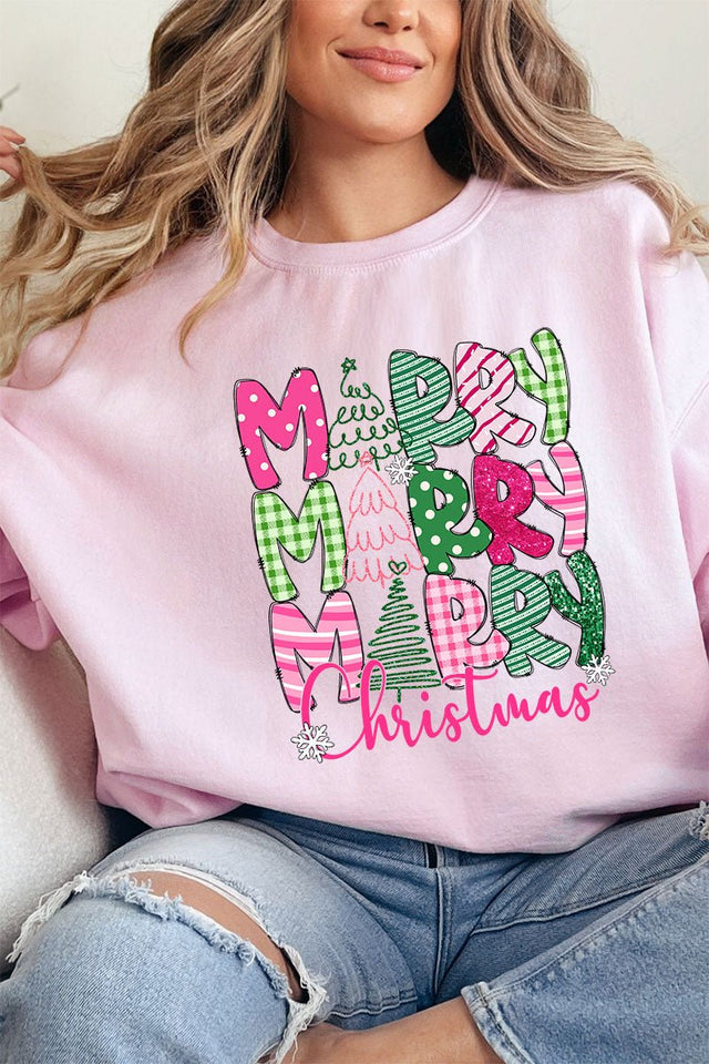 Green And Pink Merry Christmas Unisex NuBlend Crew Sweatshirt - Wholesale Accessory Market