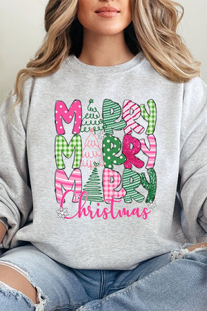 Green And Pink Merry Christmas Unisex NuBlend Crew Sweatshirt - Wholesale Accessory Market