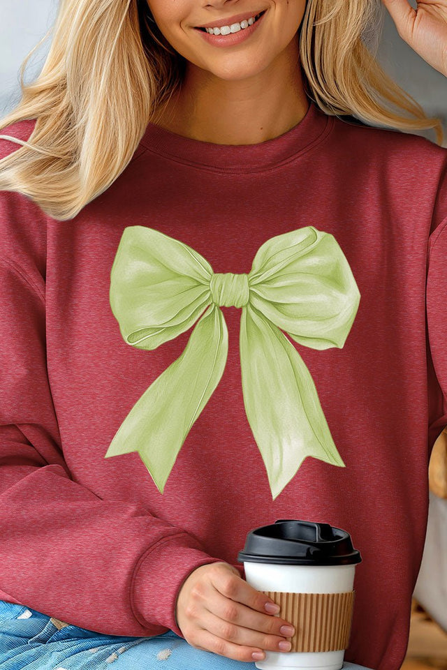 Green Watercolor Bow Unisex NuBlend Crew Sweatshirt - Wholesale Accessory Market