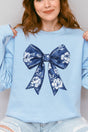 Imperial Blue Chinoiserie Bow Unisex NuBlend Crew Sweatshirt - Wholesale Accessory Market