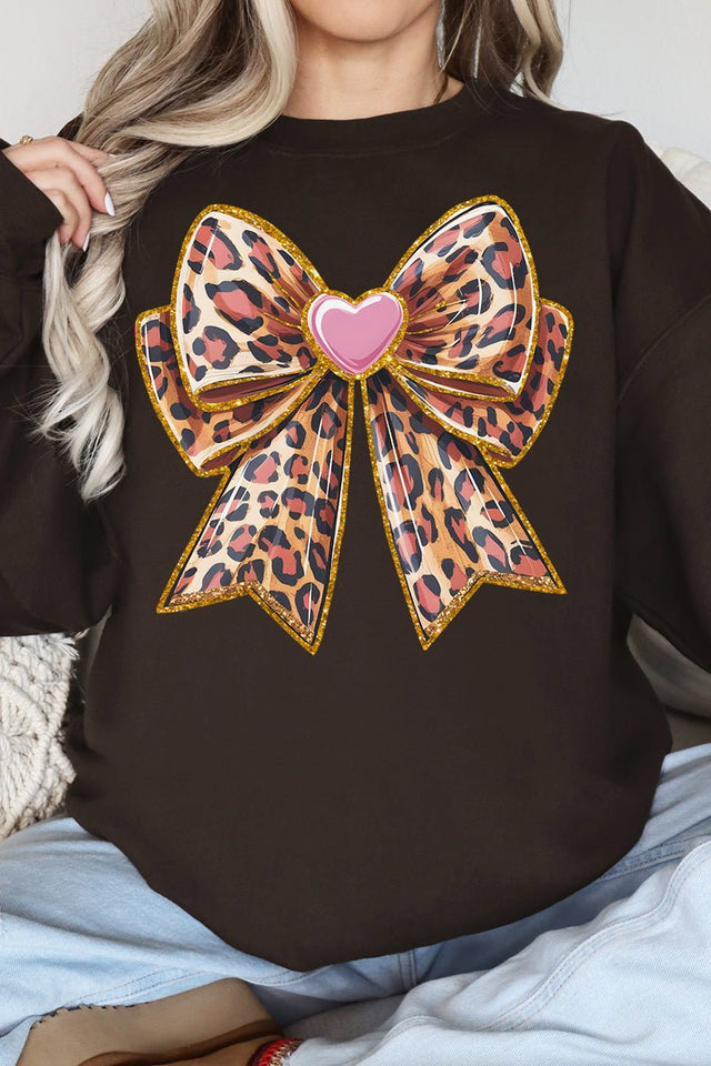 Leopard Love Bow Unisex NuBlend Crew Sweatshirt - Wholesale Accessory Market