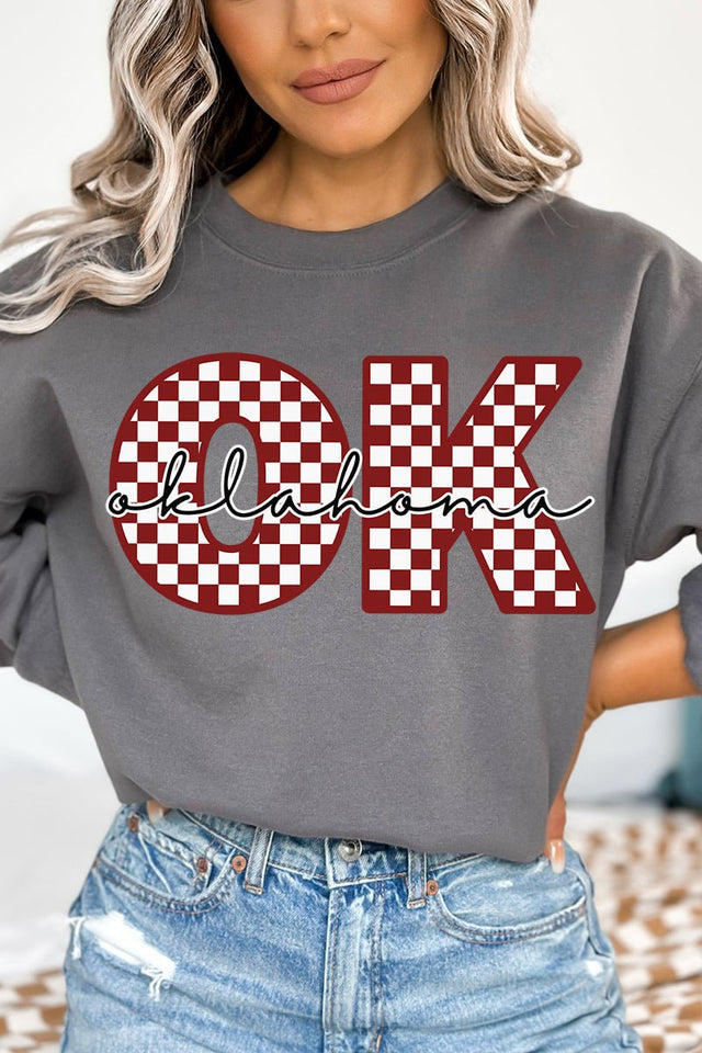 Oklahoma Checkered Unisex NuBlend Crew Sweatshirt - Wholesale Accessory Market