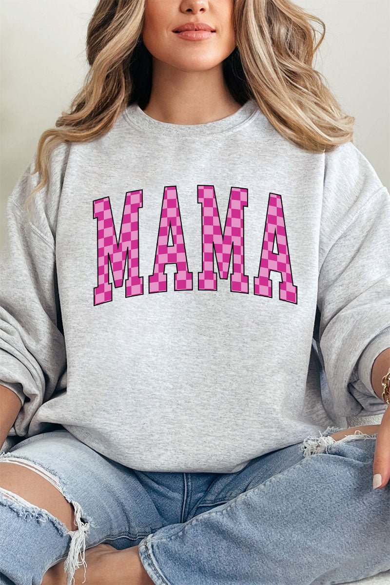 Pink Checkered Mama Unisex NuBlend Crew Sweatshirt - Wholesale Accessory Market