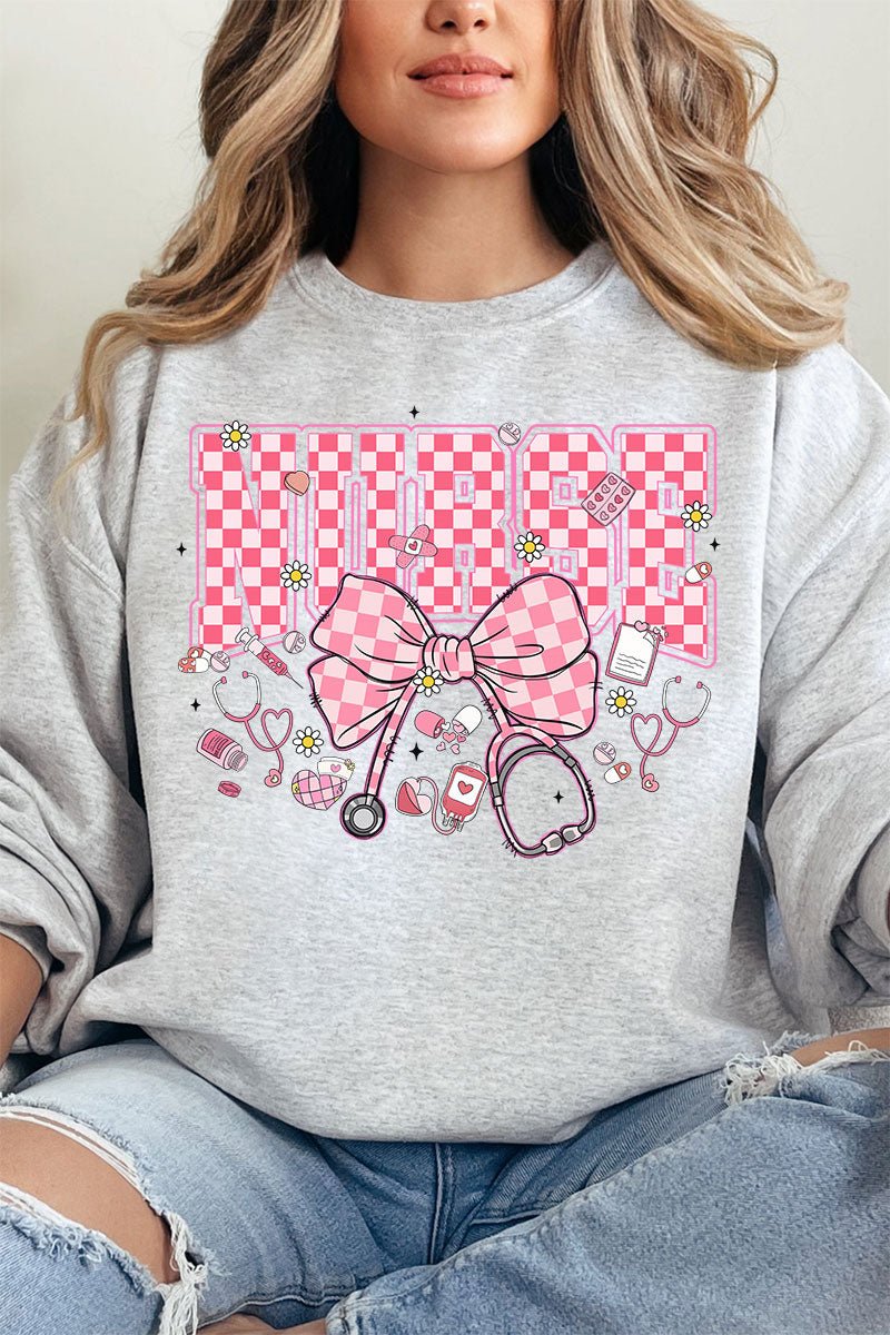 Pink Checkered Nurse Life Unisex NuBlend Crew Sweatshirt - Wholesale Accessory Market