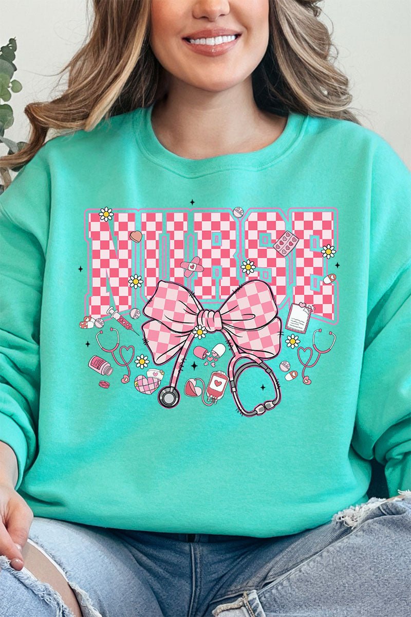 Pink Checkered Nurse Life Unisex NuBlend Crew Sweatshirt - Wholesale Accessory Market