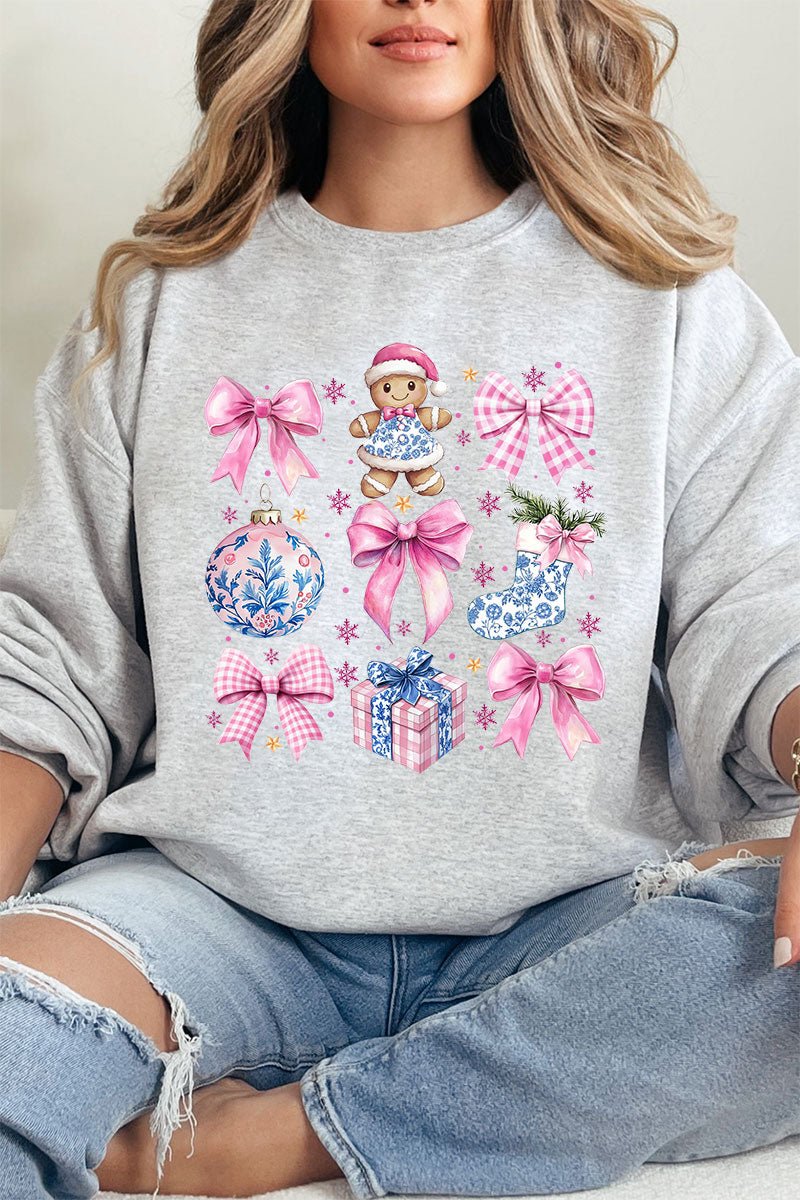 Pink Chinoiserie Christmas Unisex NuBlend Crew Sweatshirt - Wholesale Accessory Market