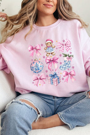 Pink Chinoiserie Christmas Unisex NuBlend Crew Sweatshirt - Wholesale Accessory Market