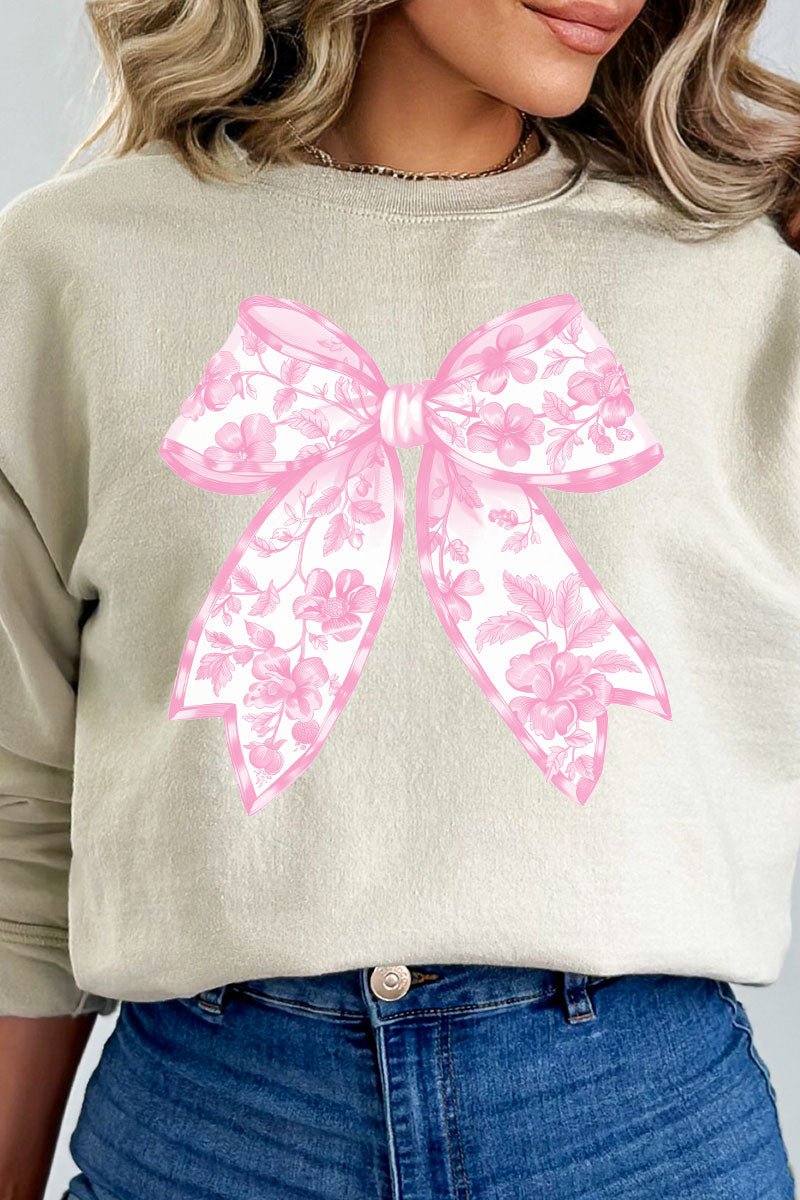 Pink Chinoiserie Coquette Bow Unisex NuBlend Crew Sweatshirt - Wholesale Accessory Market