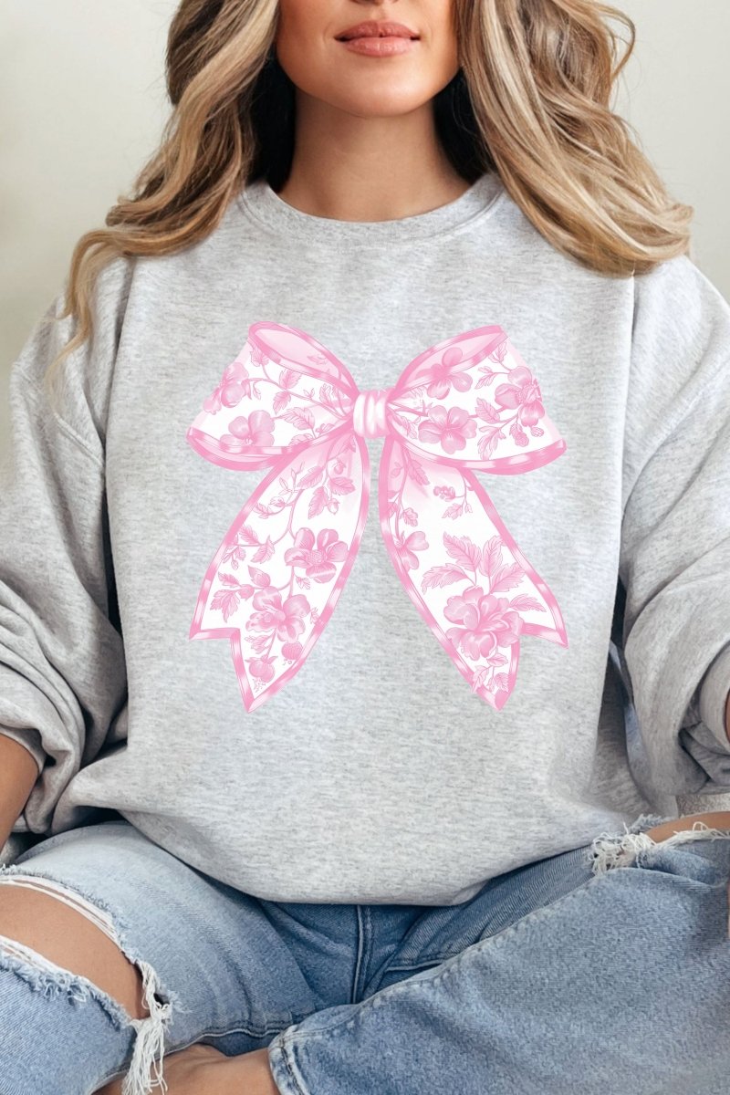 Pink Chinoiserie Coquette Bow Unisex NuBlend Crew Sweatshirt - Wholesale Accessory Market