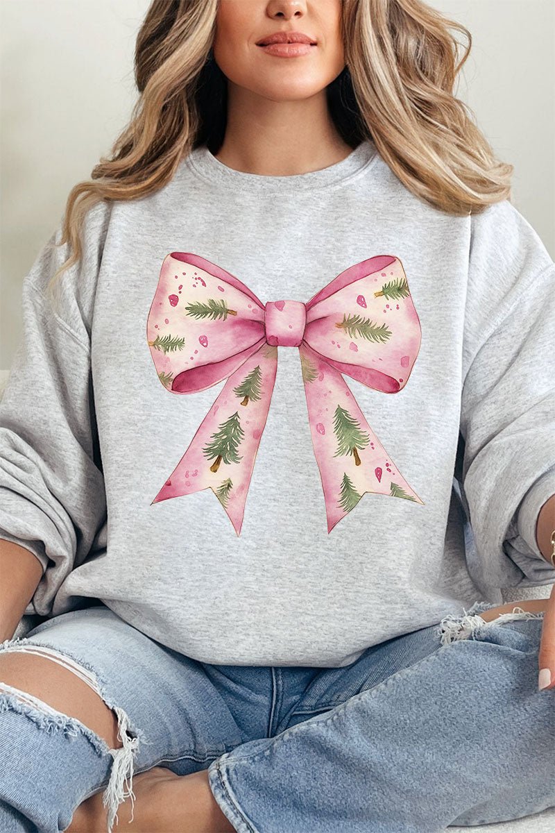 Pink Christmas Tree Bow Unisex NuBlend Crew Sweatshirt - Wholesale Accessory Market