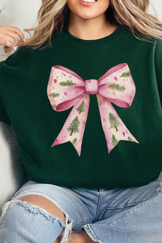 Pink Christmas Tree Bow Unisex NuBlend Crew Sweatshirt - Wholesale Accessory Market