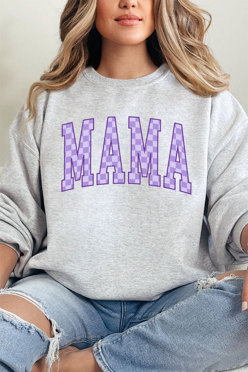 Purple Checkered Mama Unisex NuBlend Crew Sweatshirt - Wholesale Accessory Market