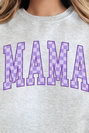 Purple Checkered Mama Unisex NuBlend Crew Sweatshirt - Wholesale Accessory Market