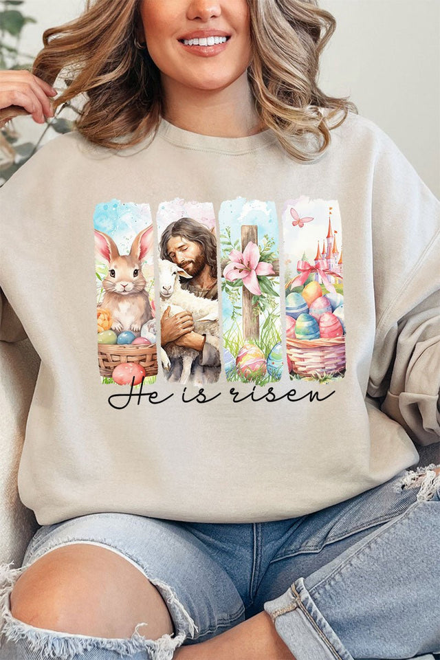 Retro He Is Risen Unisex NuBlend Crew Sweatshirt - Wholesale Accessory Market