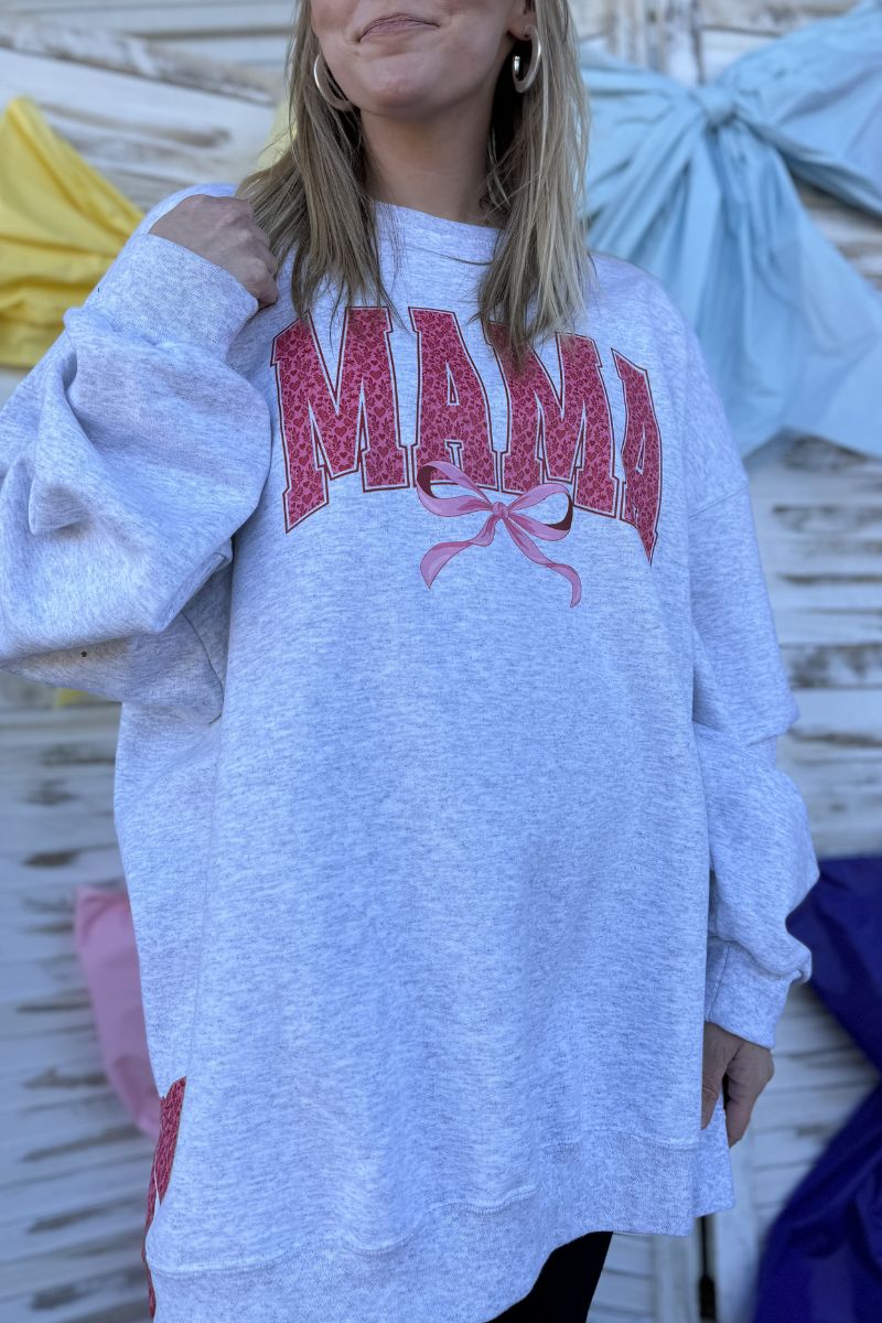 Side Bows Mama Arched Pink Valentine Unisex NuBlend Crew Sweatshirt - Wholesale Accessory Market