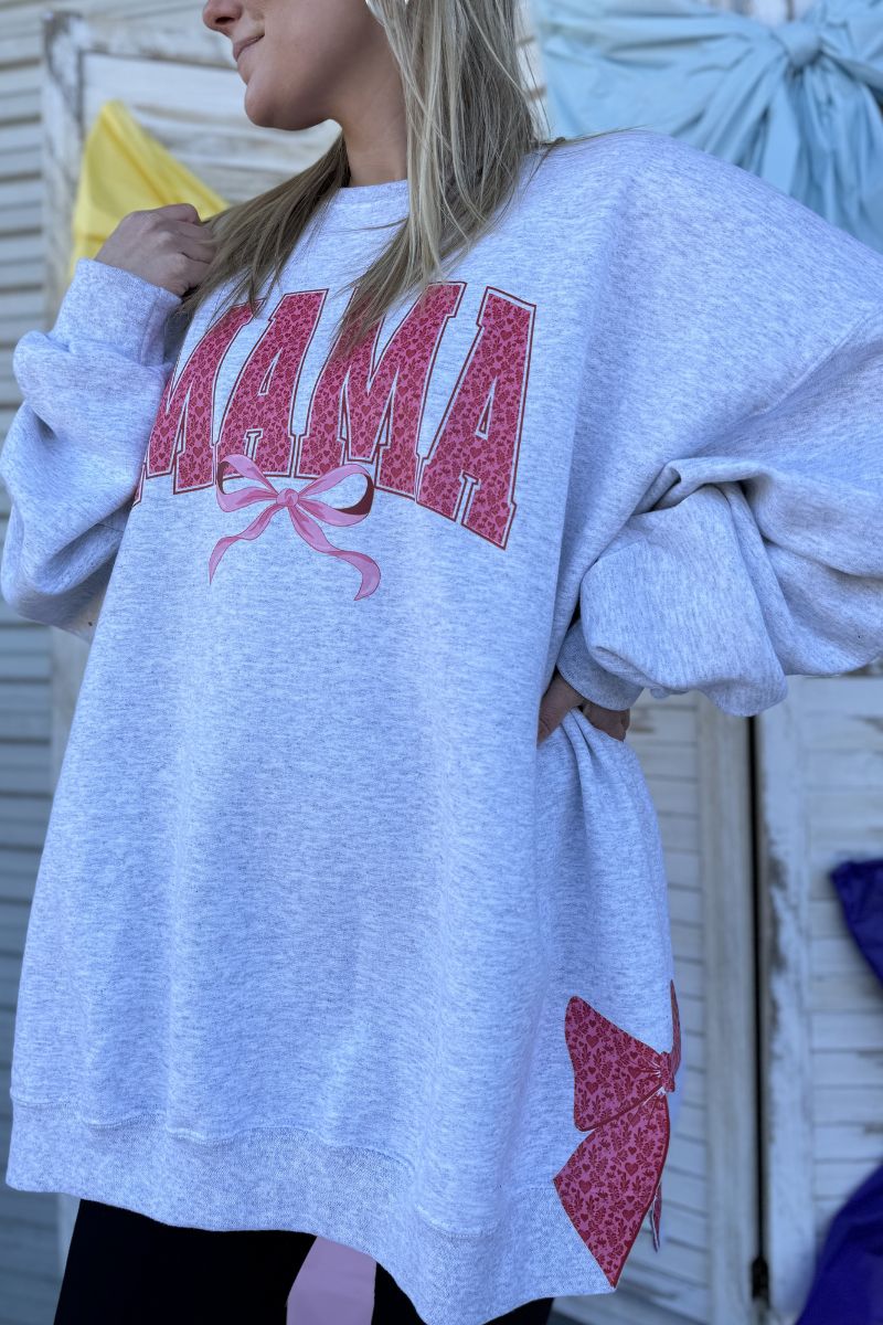 Side Bows Mama Arched Pink Valentine Unisex NuBlend Crew Sweatshirt - Wholesale Accessory Market