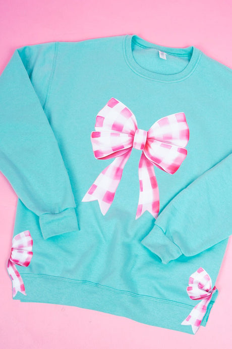 Side Bows Pink Gingham Unisex NuBlend Crew Sweatshirt - Wholesale Accessory Market