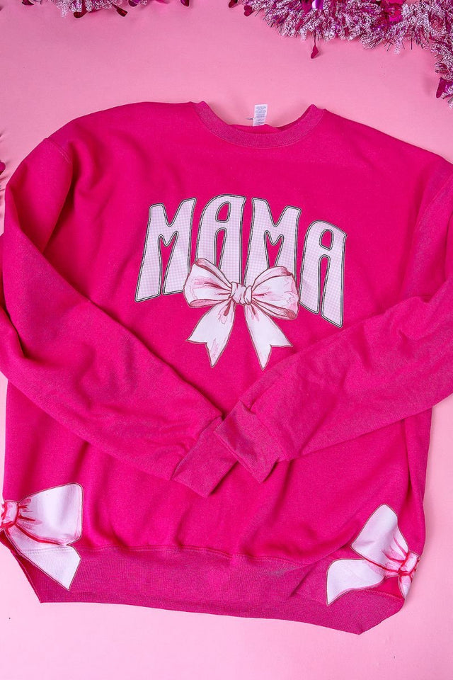 Side Bows Pink Gingham Mama Unisex NuBlend Crew Sweatshirt - Wholesale Accessory Market