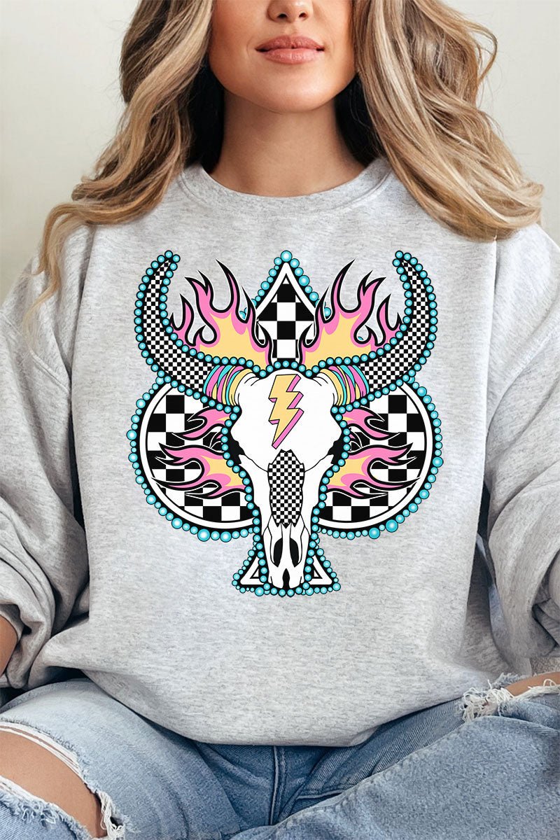 Spade Steer In Flames Unisex NuBlend Crew Sweatshirt - Wholesale Accessory Market