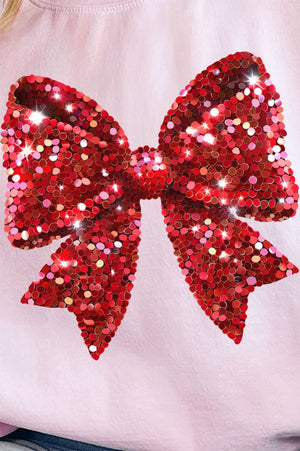 Faux Sequin Red Coquette Bow Unisex NuBlend Crew Sweatshirt - Wholesale Accessory Market