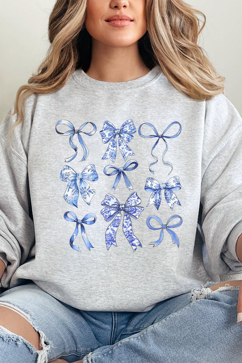 Blue Chinoiserie Bows Unisex NuBlend Crew Sweatshirt - Wholesale Accessory Market