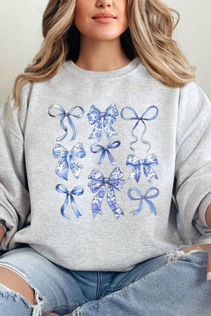 Blue Chinoiserie Bows Unisex NuBlend Crew Sweatshirt - Wholesale Accessory Market