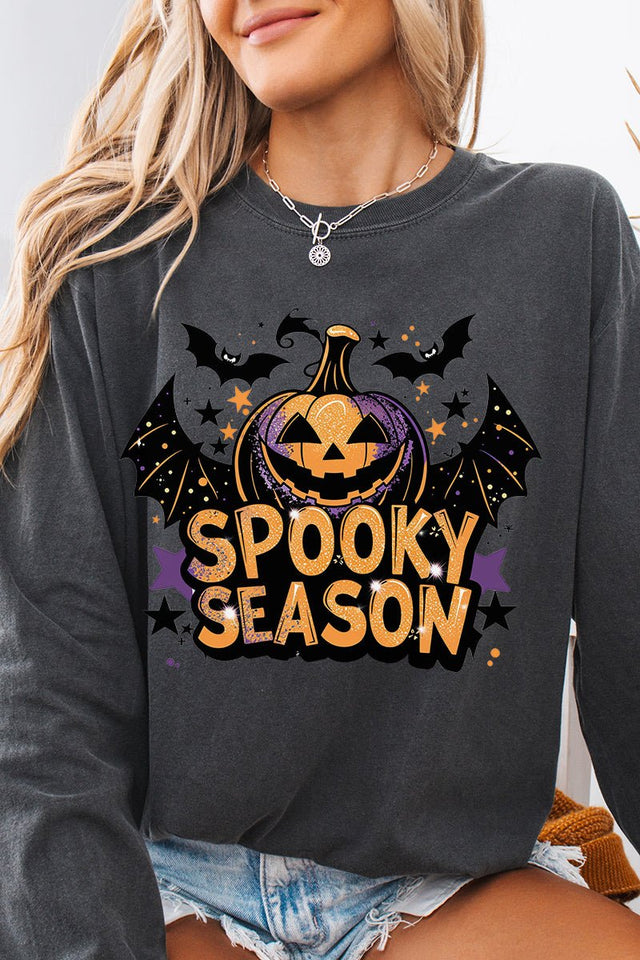 Pumpkin Spooky Season Comfort Colors Heavyweight Long T-Shirt - Wholesale Accessory Market