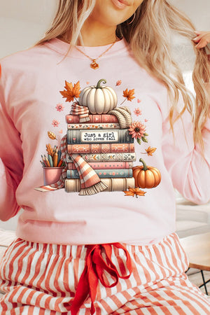 Books Fall Girl Comfort Colors Heavyweight Long T-Shirt - Wholesale Accessory Market