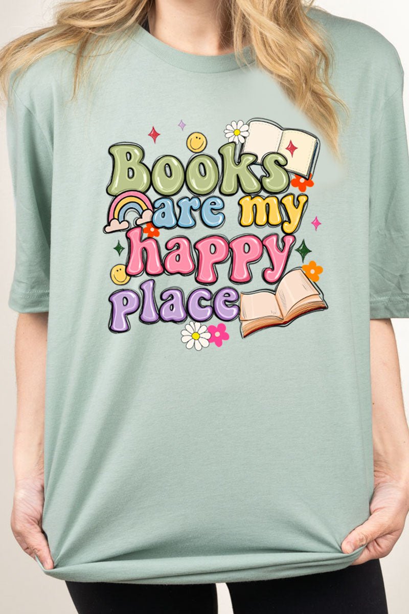 Books Are My Happy Place Combed Cotton T-Shirt - Wholesale Accessory Market