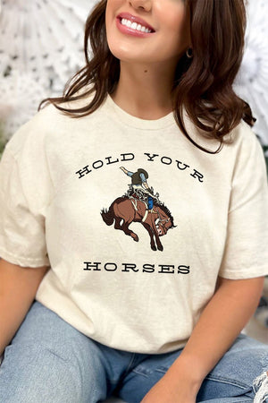 Hold Your Horses Combed Cotton T-Shirt - Wholesale Accessory Market