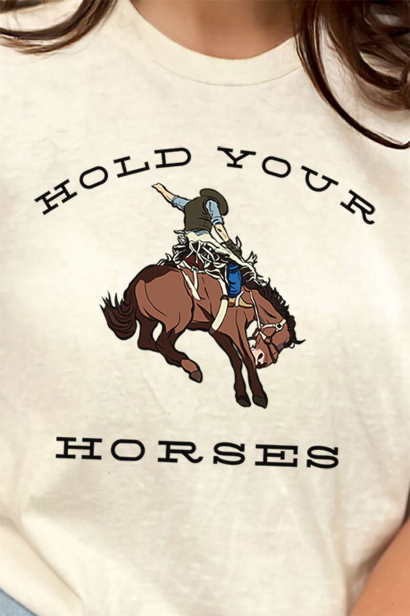 Hold Your Horses Combed Cotton T-Shirt - Wholesale Accessory Market