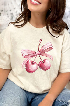 Cherry Bows Combed Cotton T-Shirt - Wholesale Accessory Market