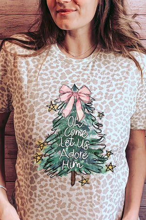 Christmas Tree Let Us Adore Him Fine Jersey Tee - Wholesale Accessory Market