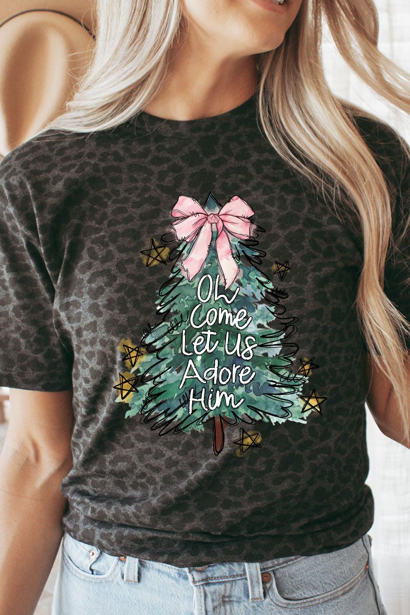 Christmas Tree Let Us Adore Him Fine Jersey Tee - Wholesale Accessory Market