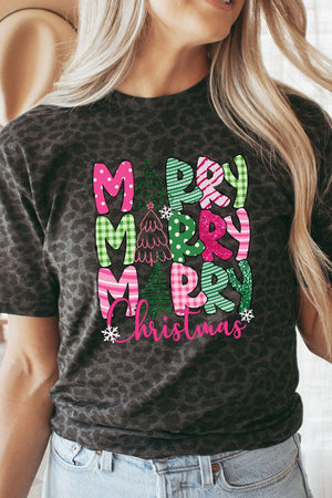 Green And Pink Merry Christmas Fine Jersey Tee - Wholesale Accessory Market