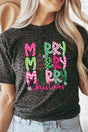 Green And Pink Merry Christmas Fine Jersey Tee - Wholesale Accessory Market