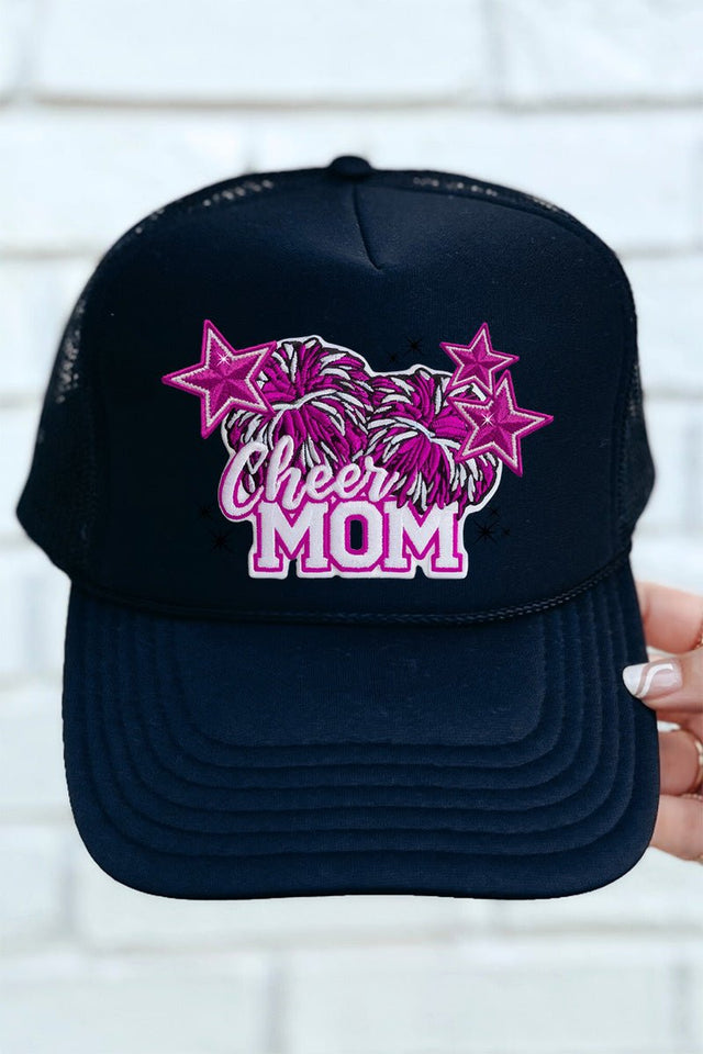 Faux Patch Pink Cheer Mom Transfer Foam Front Mesh Trucker Cap - Wholesale Accessory Market