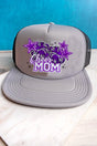 Faux Patch Purple Cheer Mom Transfer Foam Front Mesh Trucker Cap - Wholesale Accessory Market