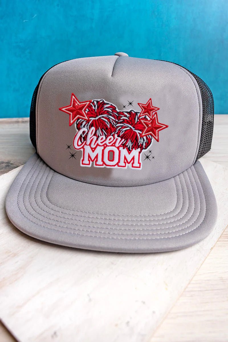 Faux Patch Red Cheer Mom Transfer Foam Front Mesh Trucker Cap - Wholesale Accessory Market