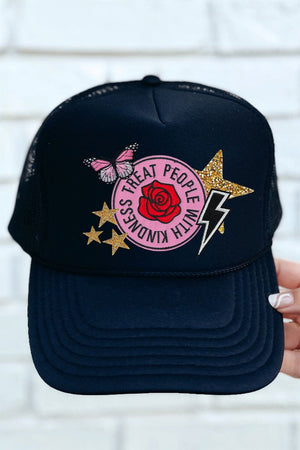 Faux Patch Treat People With Kindness Transfer Foam Front Mesh Trucker Cap - Wholesale Accessory Market