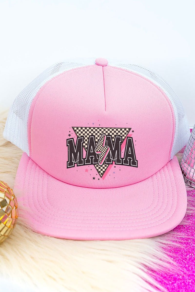 Mama Retro Lightning Bolt Foam Front Mesh Trucker Cap - Wholesale Accessory Market