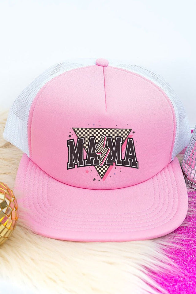 Mama Retro Lightning Bolt Foam Front Mesh Trucker Cap - Wholesale Accessory Market