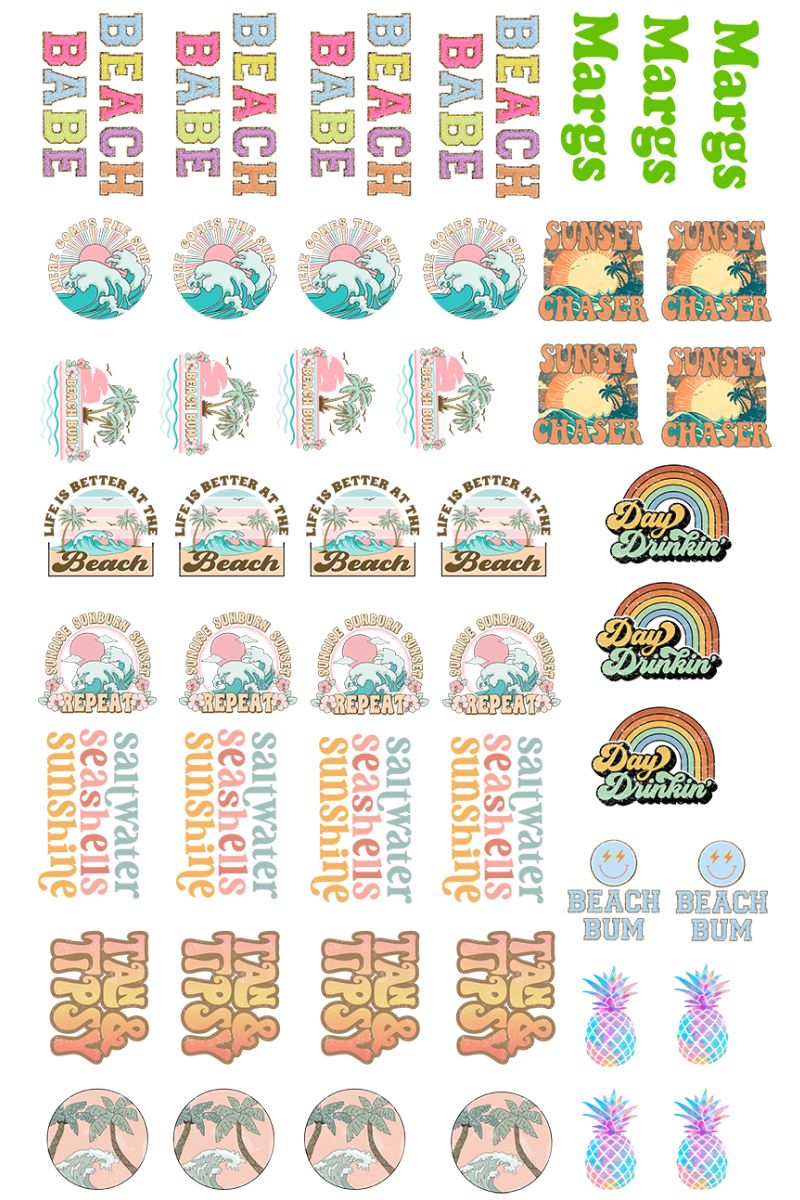 22 x 36 Beach Version 2 Pre-Made Hat Gang Sheet - Wholesale Accessory Market