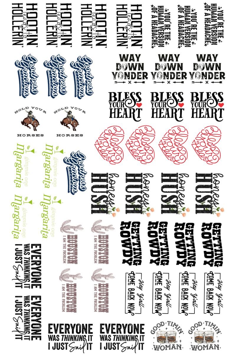 22 x 36 Funny Sayings Pre-Made Hat Gang Sheet - Wholesale Accessory Market