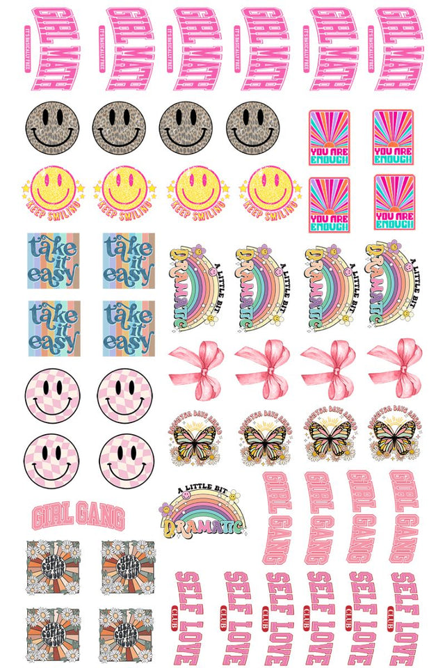 22 x 36 Girly Random Pre-Made Hat Gang Sheet - Wholesale Accessory Market