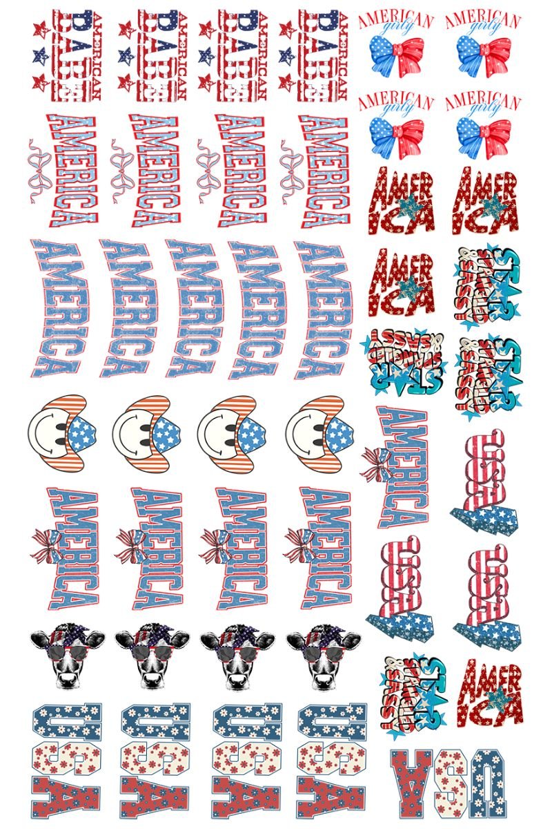 22 x 36 Patriotic Pre-Made Hat Gang Sheet - Wholesale Accessory Market