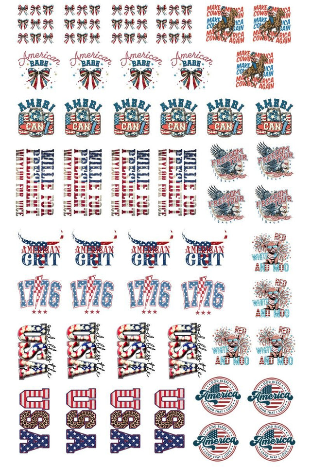 22 x 36 Patriotic Version 2 Pre-Made Hat Gang Sheet - Wholesale Accessory Market