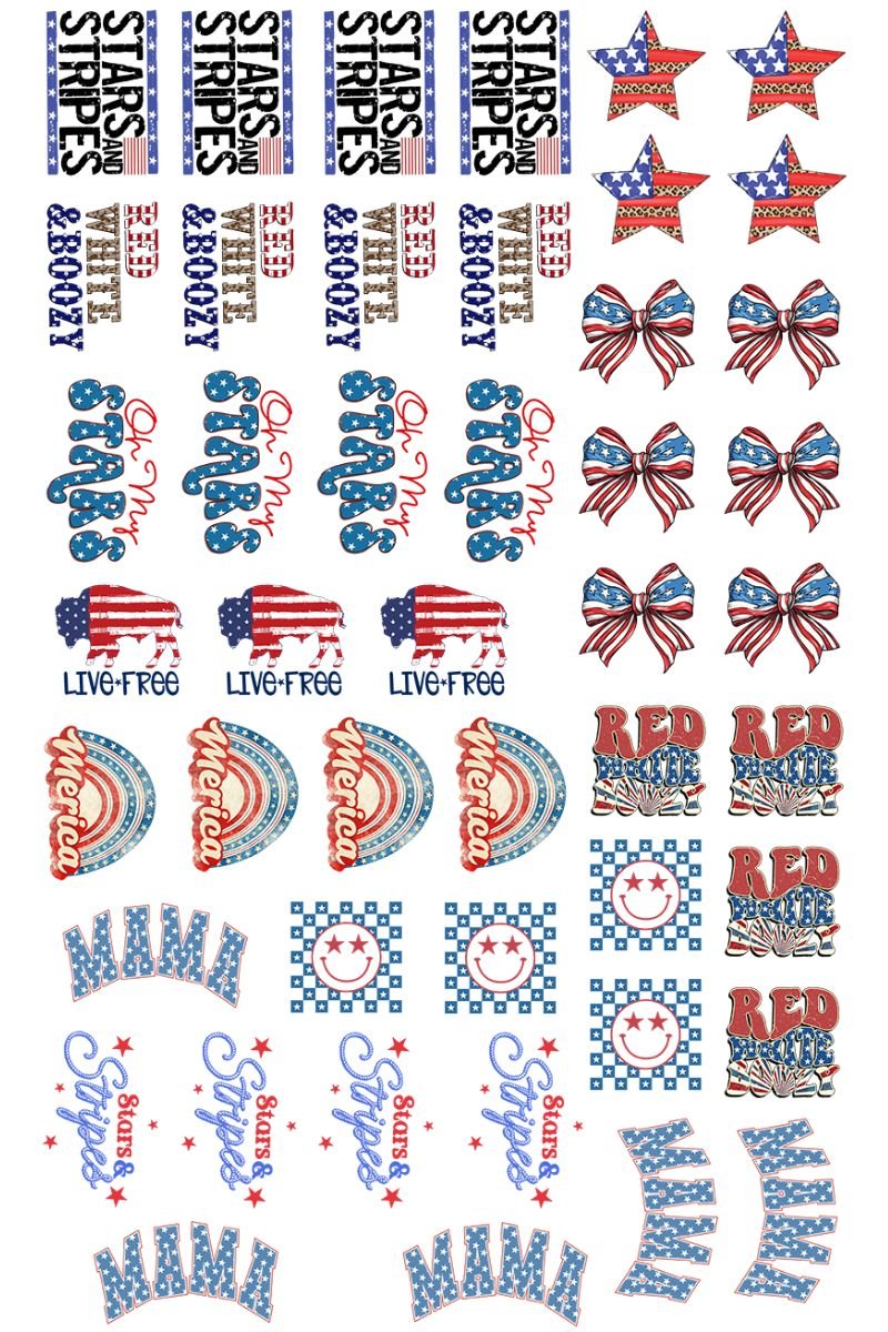 22 x 36 Patriotic Version 3 Pre-Made Hat Gang Sheet - Wholesale Accessory Market