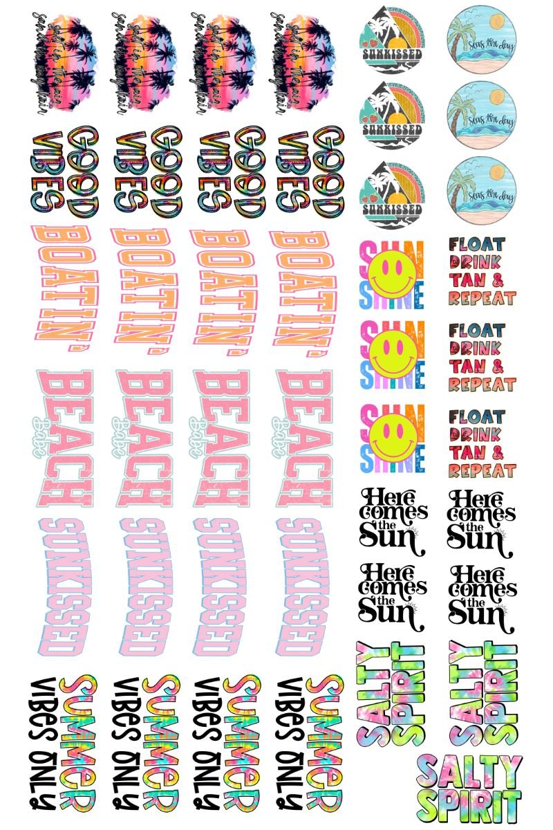 22 x 36 Summer/Beach Pre-Made Hat Gang Sheet - Wholesale Accessory Market